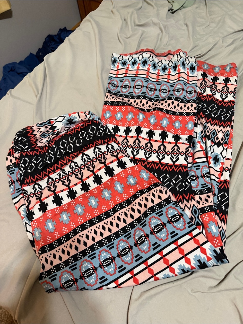 Robert Louis Coral, Black & White Tribal Print boho Pants